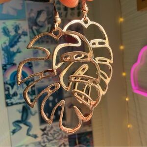 Gold Monstera Leaf Earrings